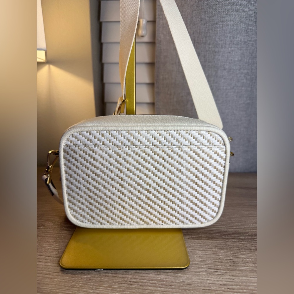 EUC Kate Spade Oh Snap Straw Camera Bag Meringue Multi With Gold - Picture 8 of 8